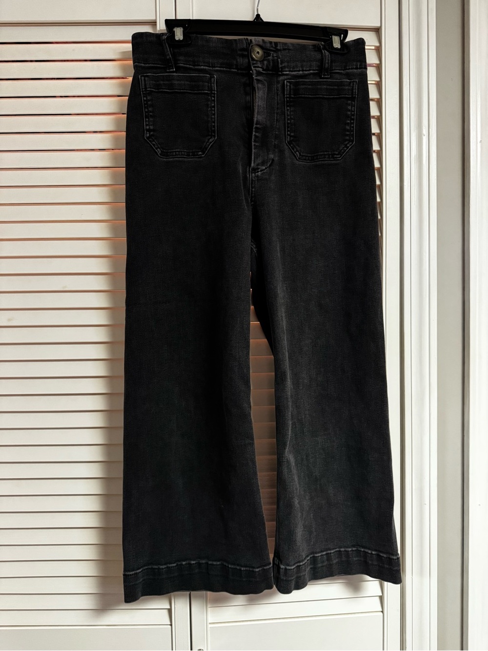 Pilcro the Skipper Black High Rise Crop Wide-Leg Jeans
